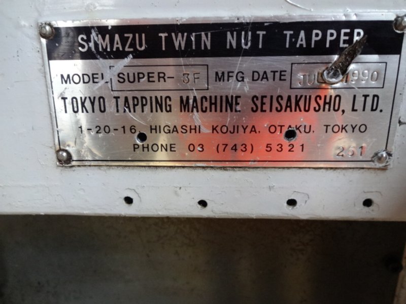 Shimazu Model Super 3-F Twin Spindle Nut Tapper
