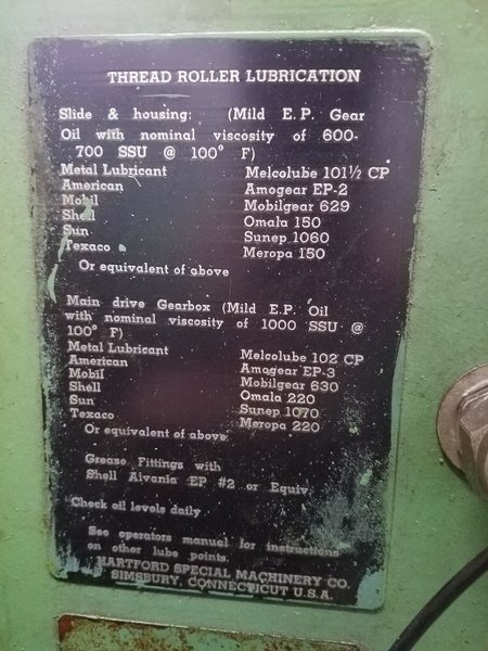 Hartford Model 000-1000 High Speed Flat Die Thread Roller