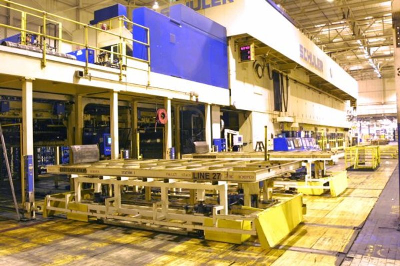 5800 Ton, SCHULER TBS6-5800-5-2300, 45"STR, 55"SH, 8-14SPM, 5 SLIDE, 10 BOLSTERS