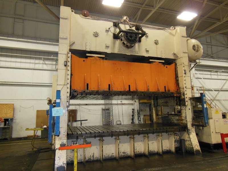 300 TON DANLY S4-300-180-96, STRAIGHT SIDE DOUBLE CRANK PRESS. 16" STROKE, 50" SH, 8"ADJ, 96" X 180" BA,
76" WINDOWS,UPDATED ELECTRICS 1995