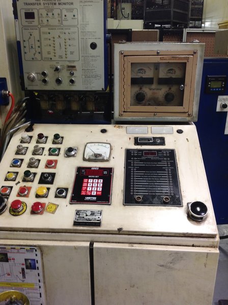 600 TON BLOW STRAIGHT SIDE DOUBLE CRANK PRESS, MODEL SC2-600-96-48, 16" STR, 10" ADJ, 36" SH, 96" X 48" BA, 14-28 SPM VARI-SPEED, 1985