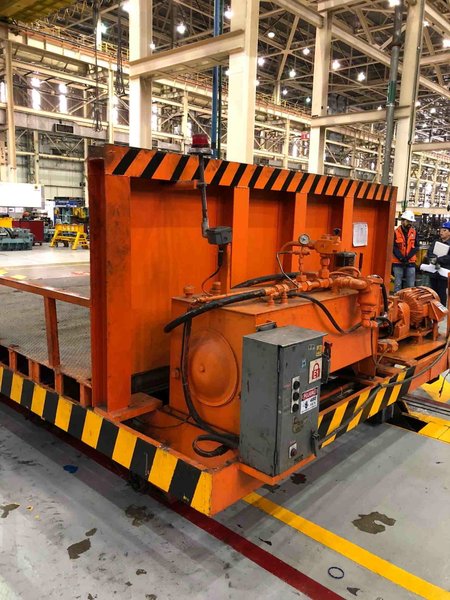 90,000 LB DIE CART, 156" X 137" CAPACITY, RAIL GUIDED