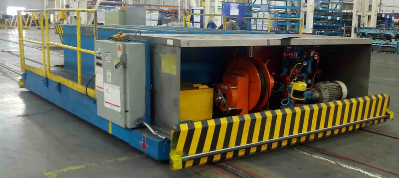 100,000 LB ATLAS DIE CART, 145" X 216" CAPACITY, RAIL GUIDED