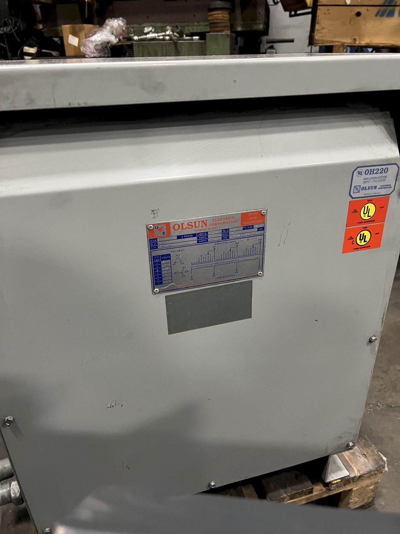 25 KVA OLSUN MOTOR DRIVE TRANSFORMER, 480 HV, 480Y/277 LV