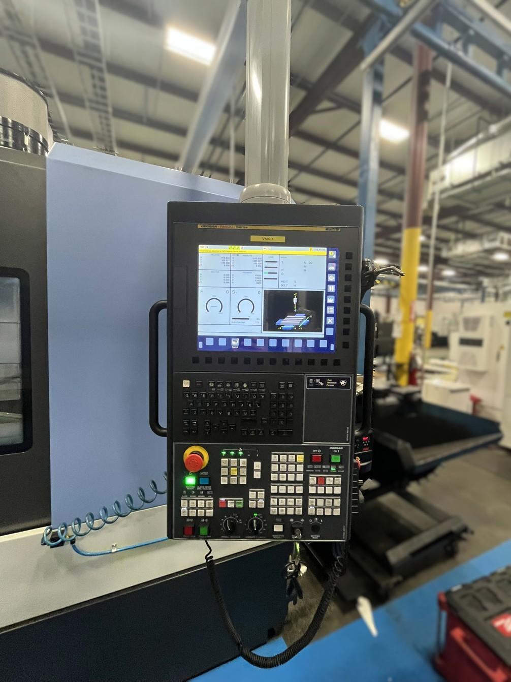 Doosan DNM750-II Vertical Machining Center w/ Fanuc I Series Plus Control, Lyndex Nikken CNC260LFA-M Rotary Table w/ Tailstock, LNS Turbo Magnetic Chip Conveyor, Through Spindle Coolant (290 PSI), Royal Filter Master FX1200 Mist Collector, Hydcool Chiller, OMI-2T Renishaw Auto-Work Piece Measurement, Renishaw Probe, Doosan Tool Load Monitoring, AI Contour Control (AICC) 200 Blocks, Embedded Ethernet, Transformer