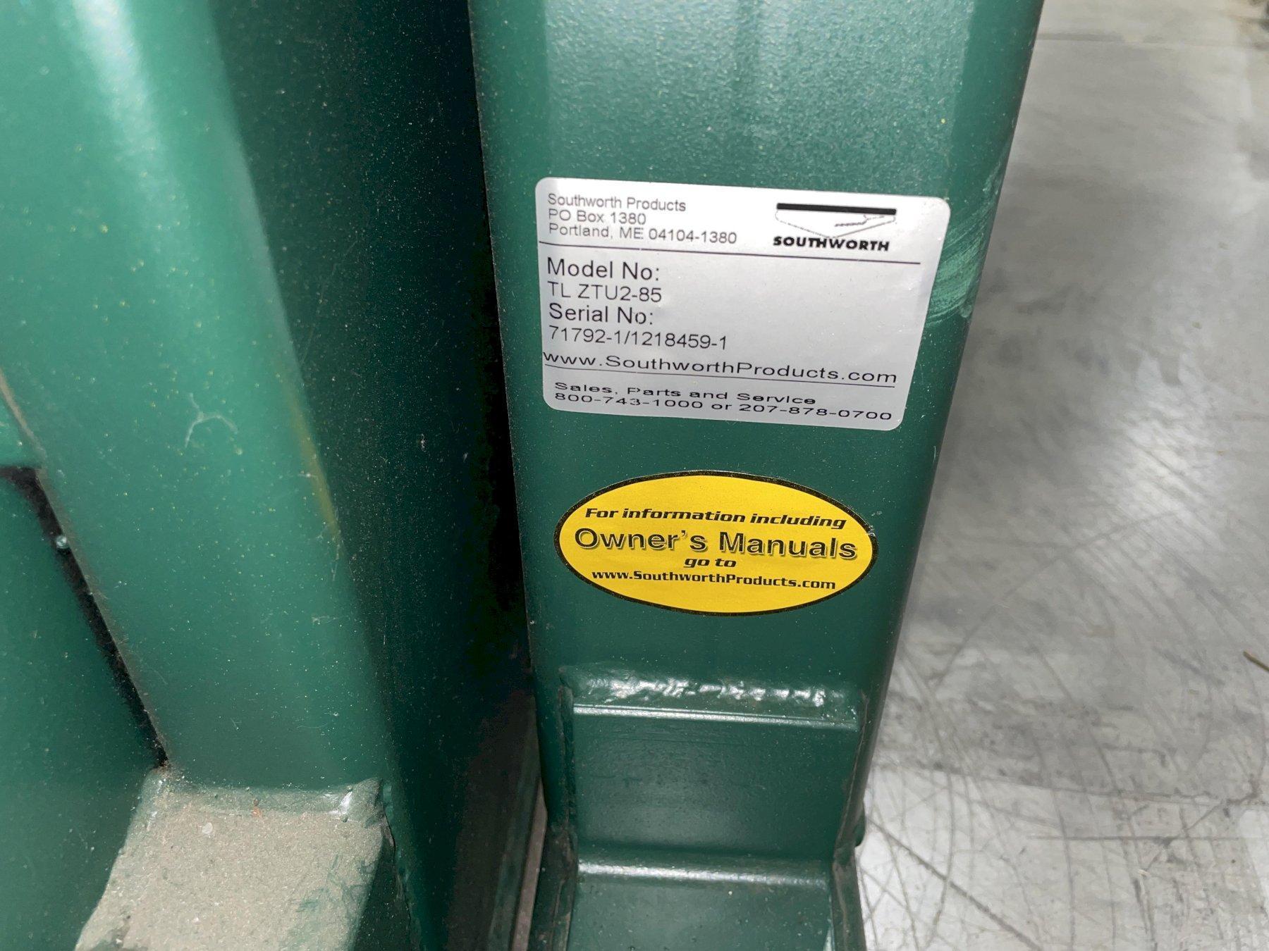 2000 LB SOUTHWORTH MODEL # ZTU2-85 CONTAINER TILTER: STOCK #78552