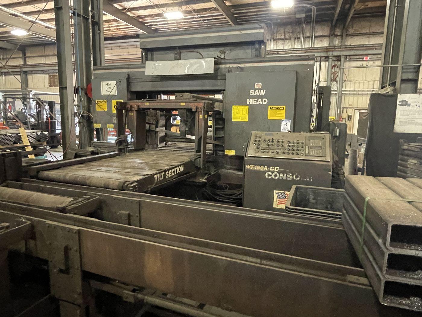 44" X 25" HEM WF190A-DC DUAL COLUMN WIDE FLANGE HORIZONTAL BANDSAW. STOCK # 0981026