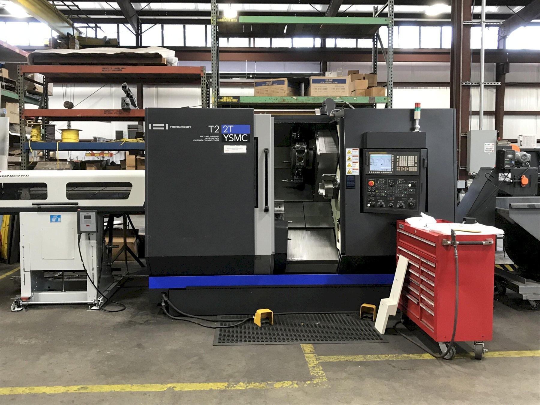 Hwacheon T2 2TYSMC CNC Horizontal Lathe, Fanuc 31i-Model A Control, Twin Spindle, Twin Turret, Live Tooling, Y Axis , 2014