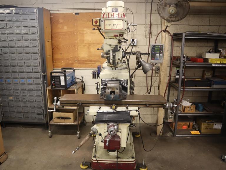 Acer Ultima 3VK Vertical Knee Mill, Newall 3-Axis DRO, X & Y-Axis Servo Power Feeds, Power Quill Feed- Auction Item