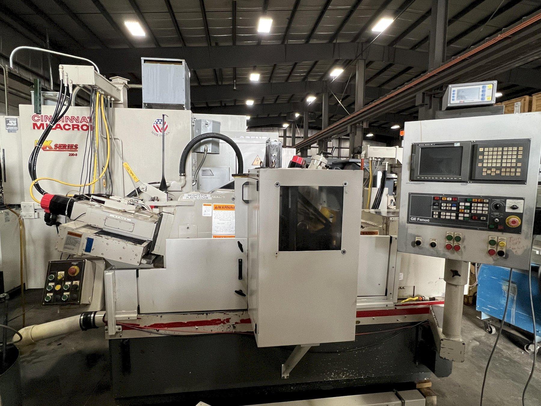 CINCINNATI CNC CENTERLESS GRINDER, MODEL RK220-8, REBUILT 2002 TO FANUC 18i-T CONTROL