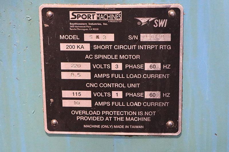 SOUTHWESTERN INDUSTRIES PROTO-TRAK 2-AXIS CNC VERTICAL MILL MODEL: SPORT K3 w/M-2 CONTROL