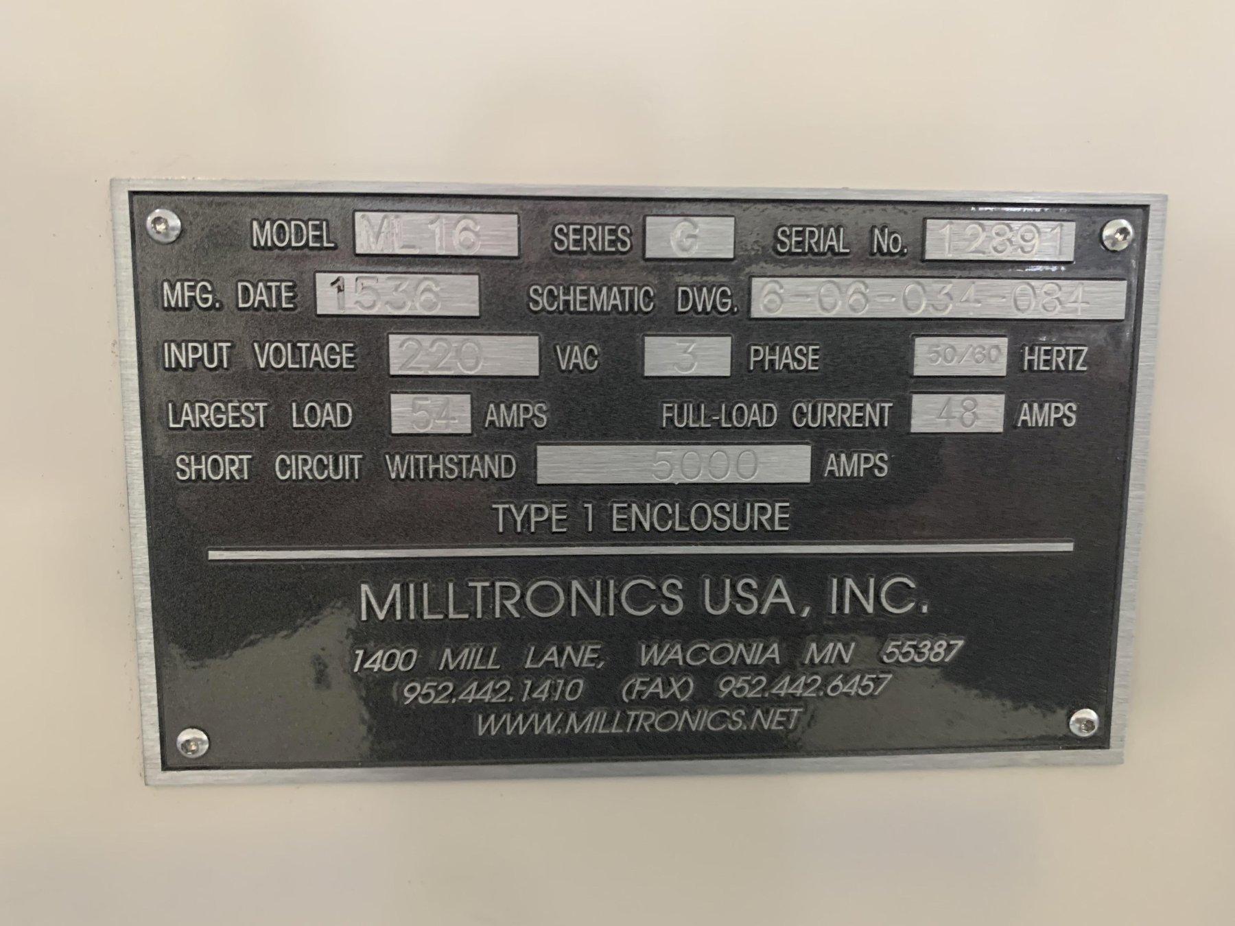 Milltronics Model ML16/40 2-Axis CNC Flat Bed Lathe, S/N 12891, New 2015.