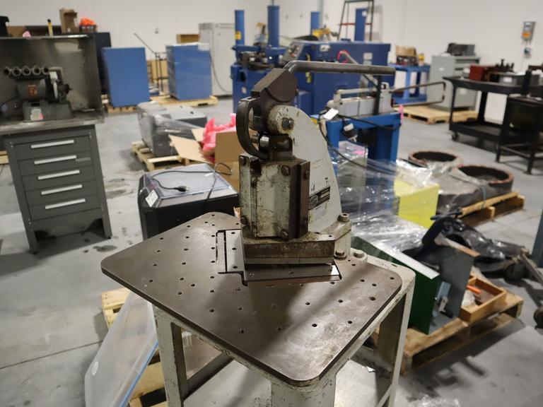 Di-Acro No. 2 Manual Hand Operated Corner Notcher on Heavy Duty Floor Stand- Auction Item