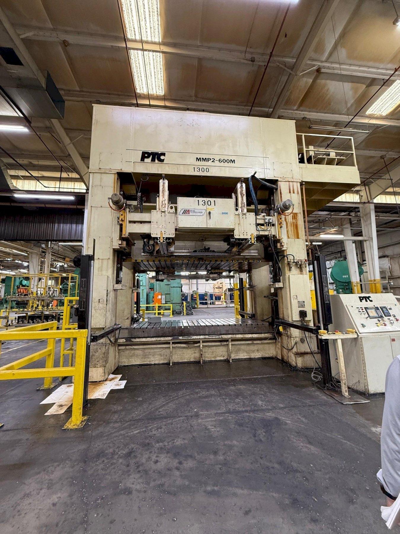 600 ton PTC Transfer / Progressive Die Press Model MMP2-600M Straight Side Mechanical Press For Sale, Year 2003