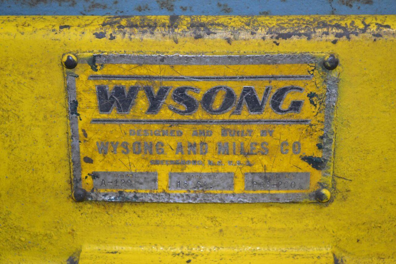 Wysong A-120 10′ x 18 Ga. Air Powered Pneumatic Shear