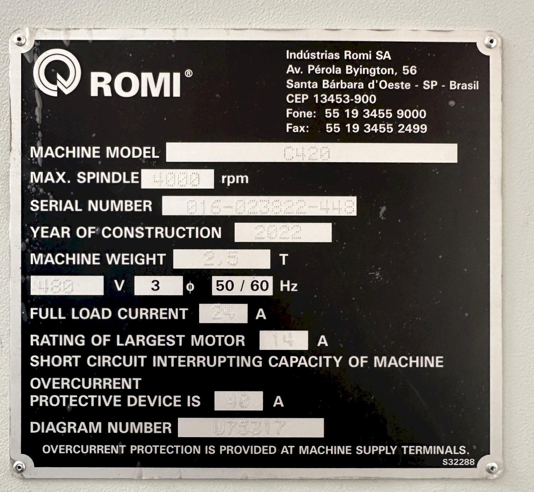 Romi C-420 CNC Lathe Siemens 828D Control, 8″ Chuck, Hand Wheels, Conversational Control