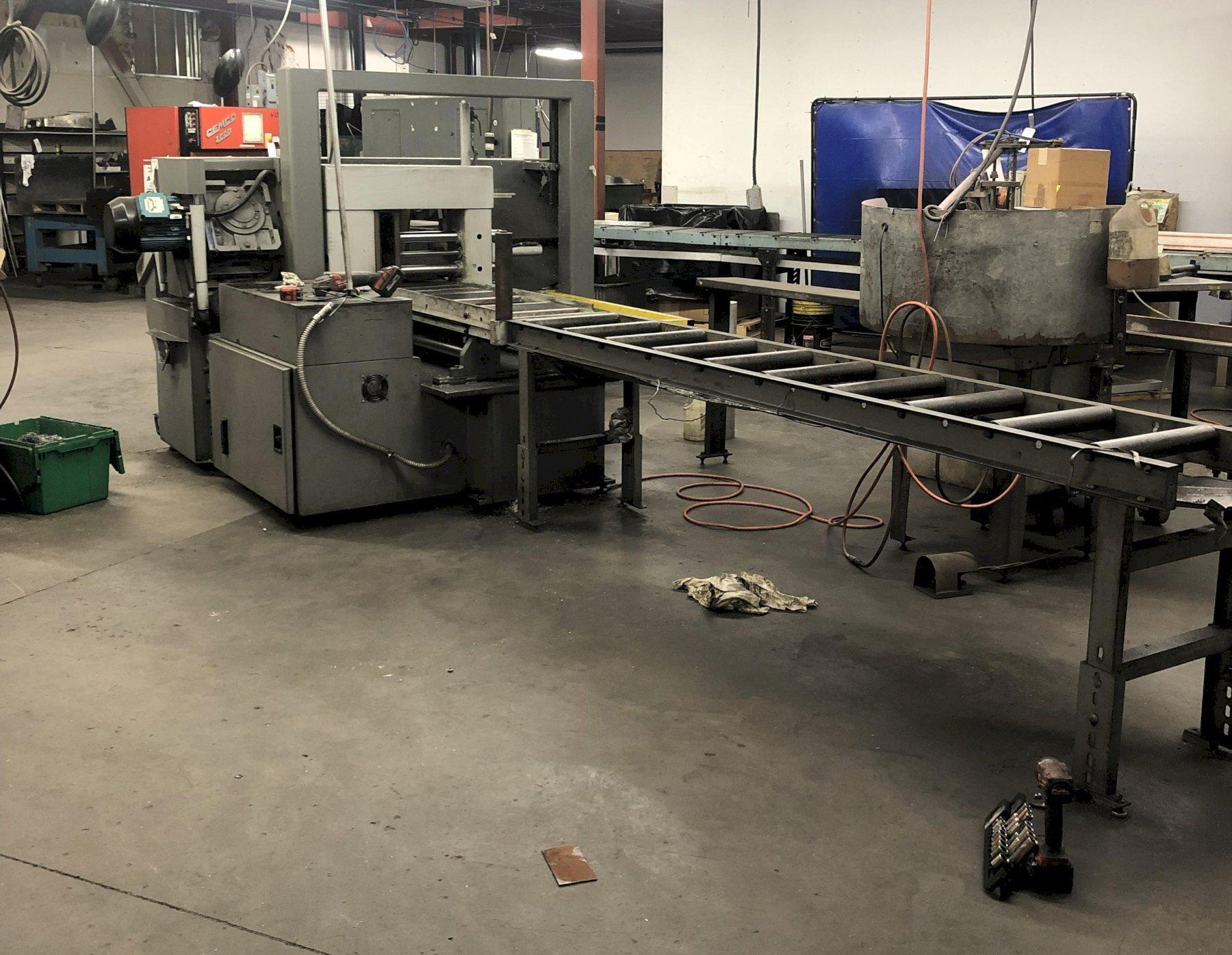 HYD-MECH H-14A 14” x 14” Automatic Horizontal Band Saw Equipped with Programmable PLC for Automatic or Manual Operations, Chip auger, Work Light, Built in Coolant Tank & Pump, Auxiliary Roller Tab