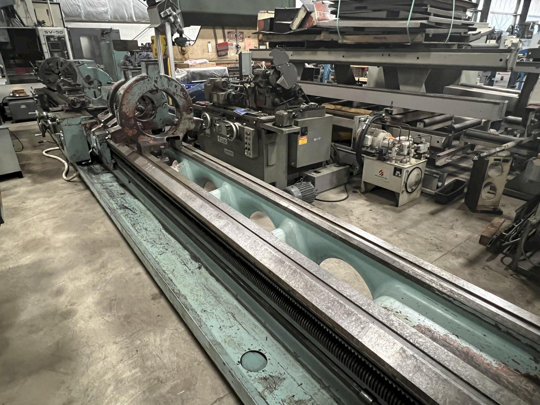 25" x 310" TOS SUS-63 ENGINE LATHE, 14" OCS, 16" 3-JAW CHUCK, 3" THRU HOLE, TAILSTOCK, 3 STEADIES