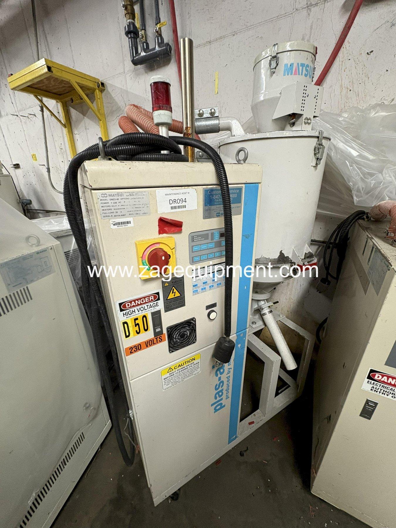 Matsui Used DMZ2-40 Material Dryer, Rotary Dessicant, Approx. 15-25 lbs/hr., 230V