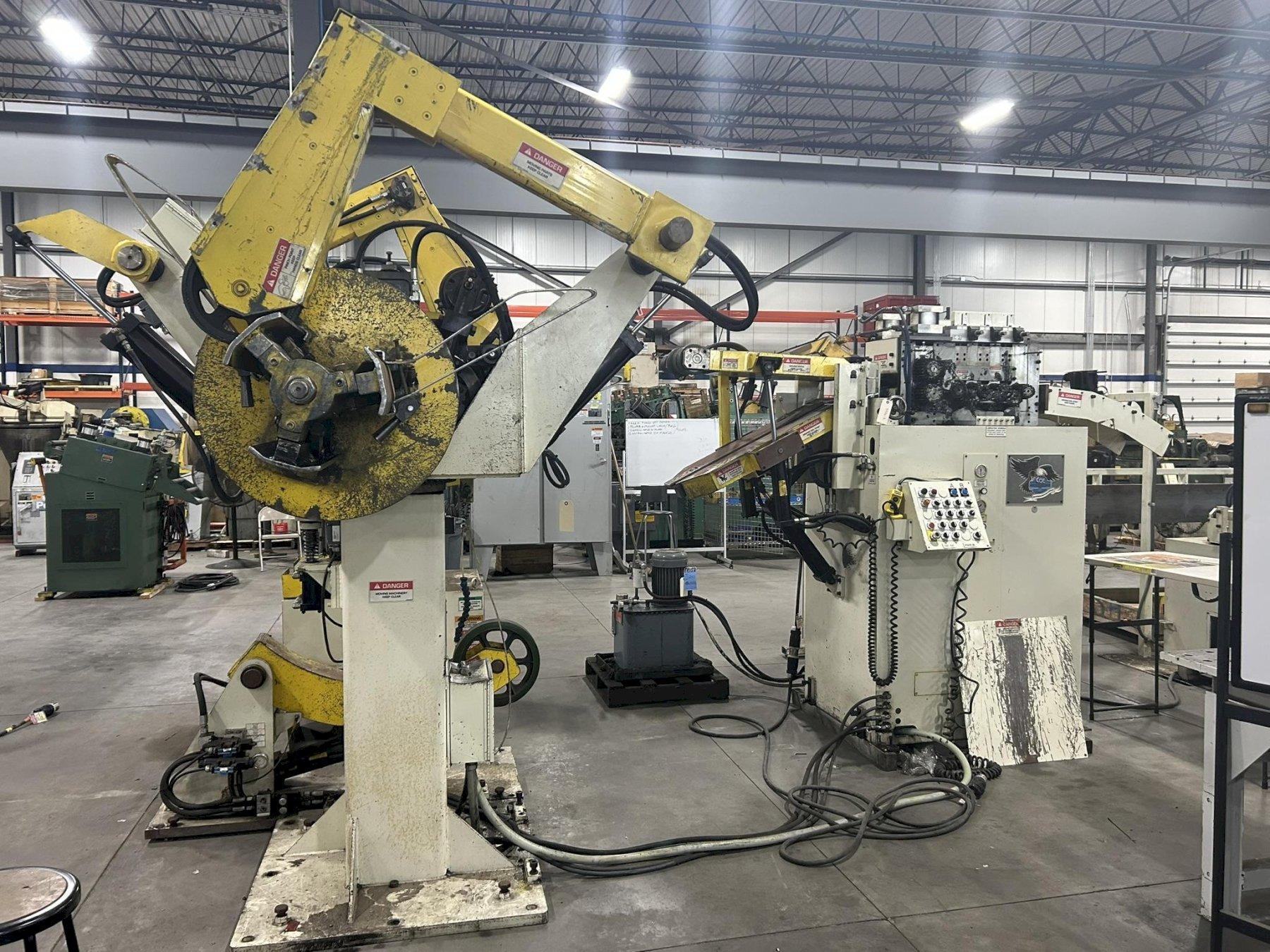 6,000 lbs. x 12" Coe Press Equipment High Strength Steel Capacity Double End Reel and Powered Straightener, Year 2014
