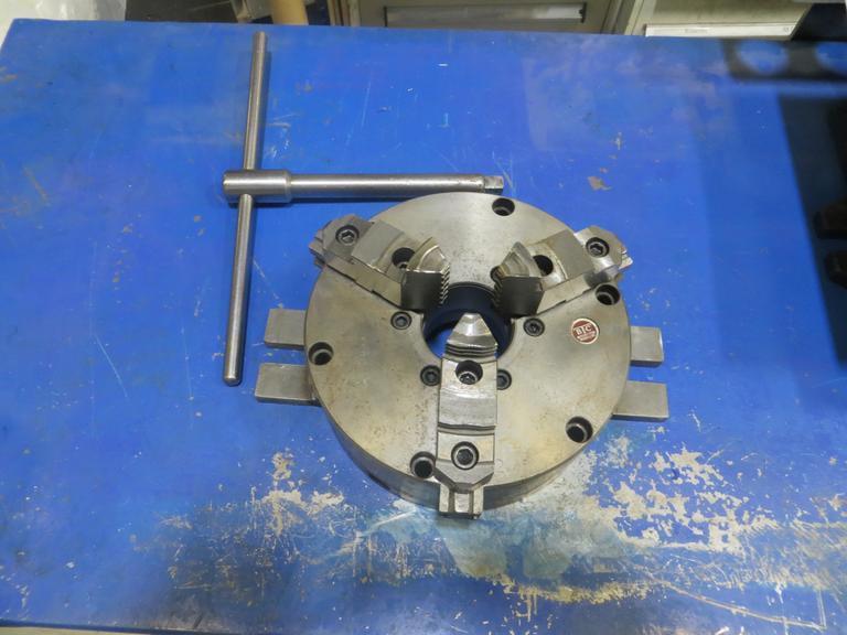 BTC 8" 3 Jaw Chuck w Welded Table Hold Downs w Wrench- Auction Item