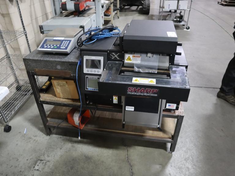 Bagging Center: SHarp SX-16H Bag Filler and Sealer, Metler Toledo Electronic Digital Scale, Granite Surface Plate, Steel Stand - Remote Foot Trip- Auction Item