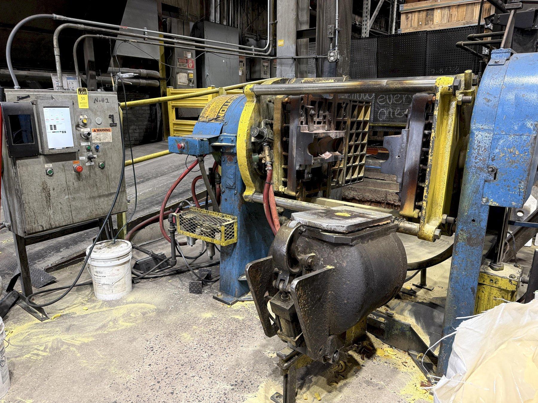 B and P model SF10A shell core machine s/n csc 10A-303-7402with plc controls, gas system, 24