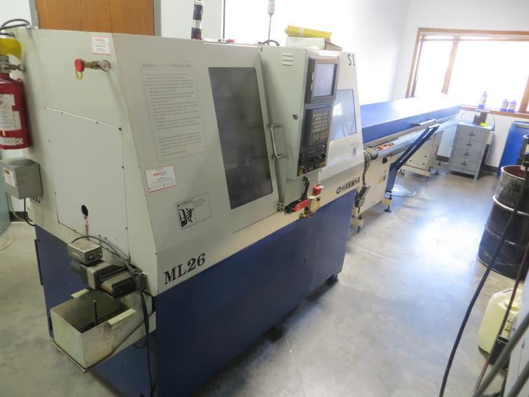 Hanwha ML26 26mm CNC Swiss Screw Machine with Iemca Genius Magazine Bar Feed, Live Milling, Parts Catcher- Auction Item