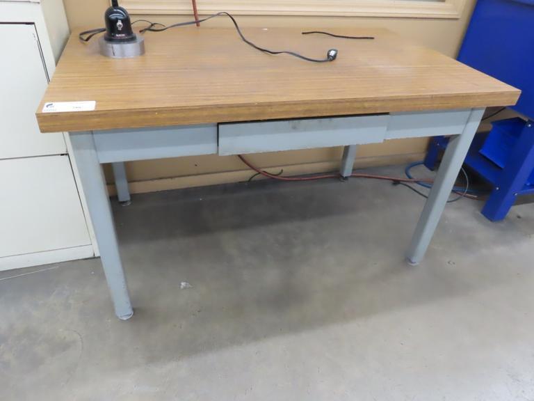 Work Desk w Metal Frame w Contents- Auction Item