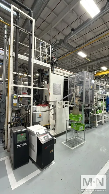 220 TON 13.7 OZ JSW MODEL JT220REIII VERTICAL CLAMP INJECTION MOLDING MACHINE MFG 2003