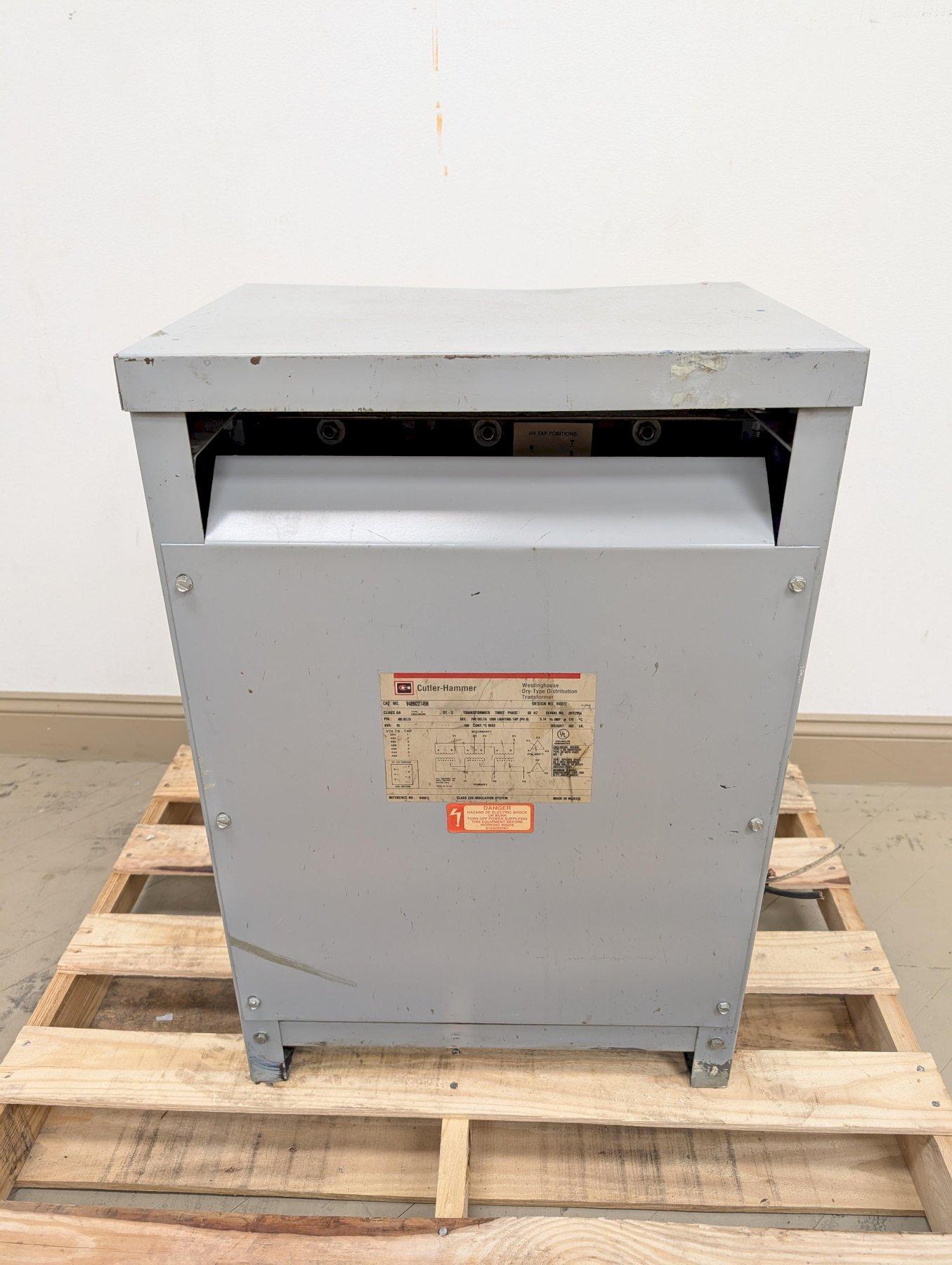Cutler-Hammer Westinghouse 45 KVA 3-Phase Dry-Type Transformer – 480V Delta to 240V Delta, Cat. No. V48M22T45N