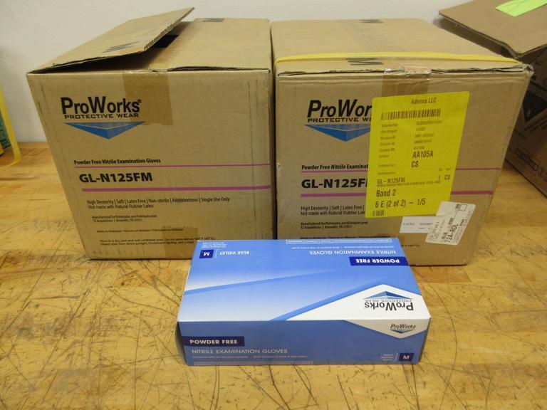 Proworks GL-N125FM Nitrile Exam Gloves, Size Medium, (2) Boxes Full, (10) Packs per Box- Auction Item