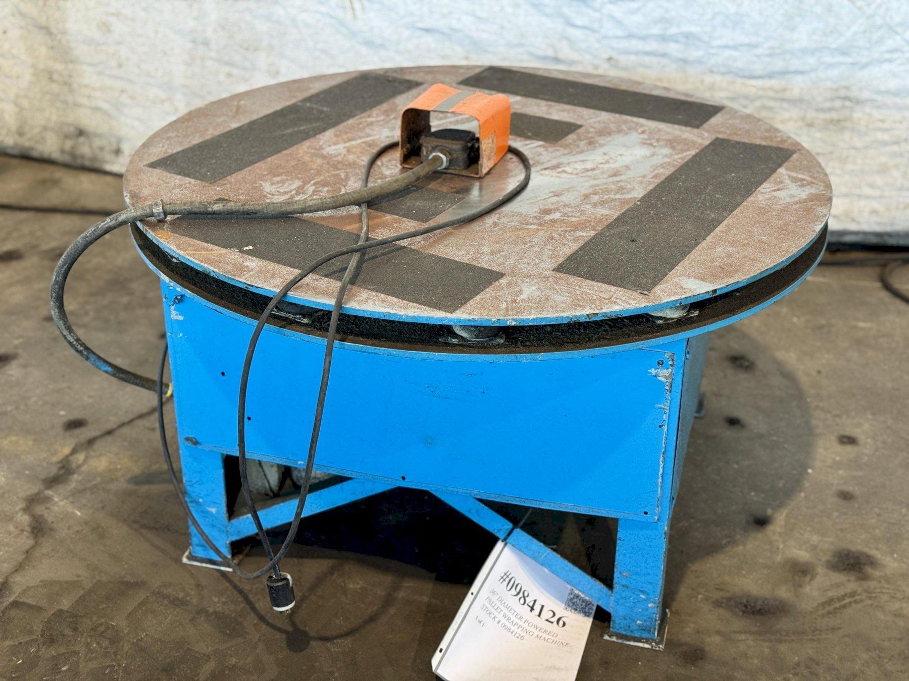 36" DIAMETER POWERED PALLET WRAPPING MACHINE. STOCK # 0984126