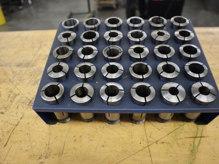 Hardinge 5C Collets in Metal Divider Rack (30)- Auction Item