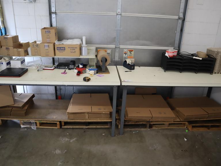 Shipping Desks (2pcs) with Contents of Boxes, Bags, Digital Scales, File Organizers- Auction Item