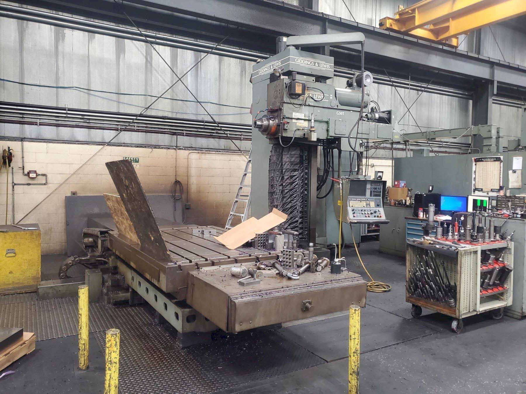 5" GIDDINGS & LEWIS G-50T HORIZONTAL TABLE TYPE CNC BORING MILL