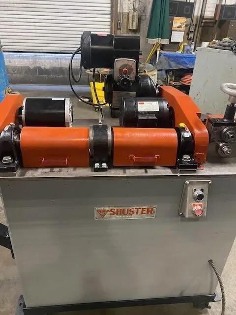 Shuster Model 18SFT Twin Arbor Straightening & Cutting Machine
