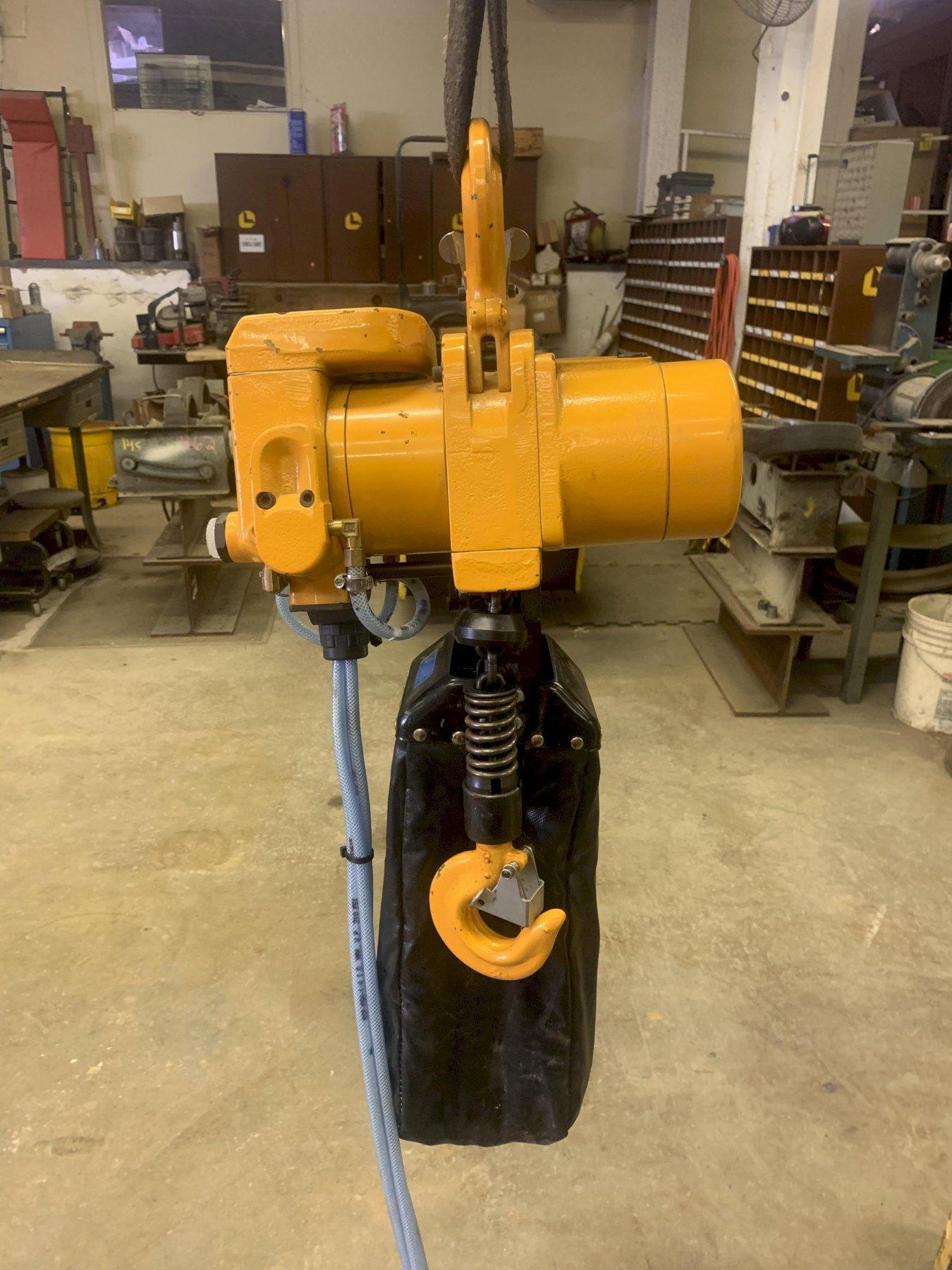 1 - PREOWNED HARRINGTON 1/4 -TON PNEUMATIC CHAIN HOIST, MODEL #: TCR250P, S/N: 2015-H067C