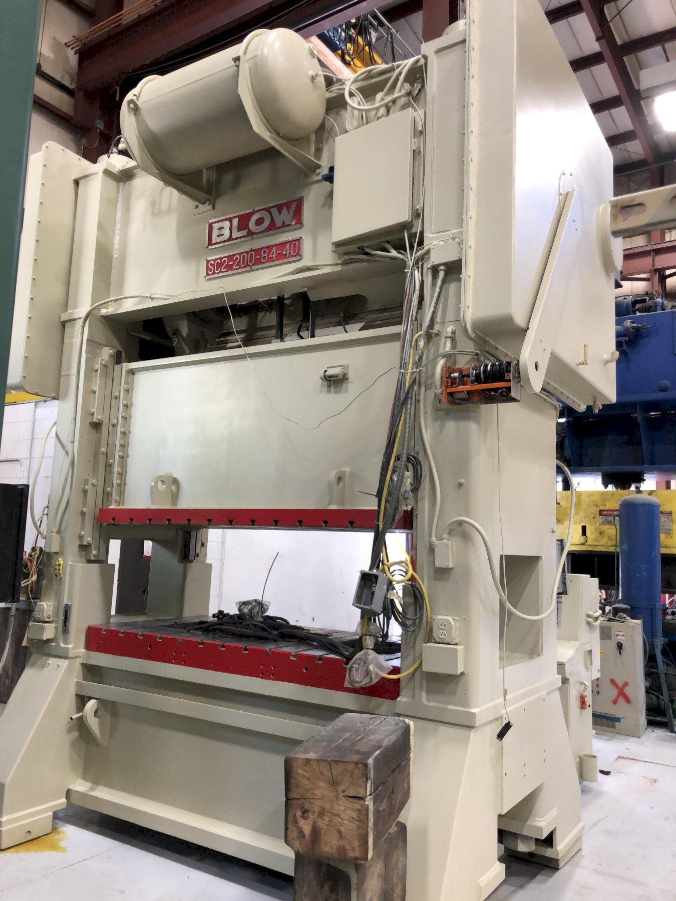 200 Ton Blow SC2-200-84-40 Straight Side Mechanical Metal Stamping Press For Sale, New 1992