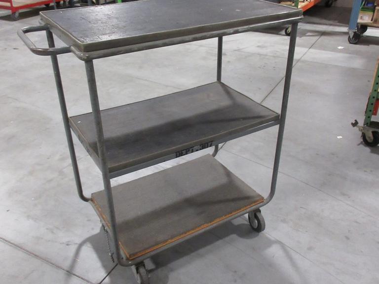Tall Rolling Steel Frame 3 Shelf Shop Cart- Auction Item