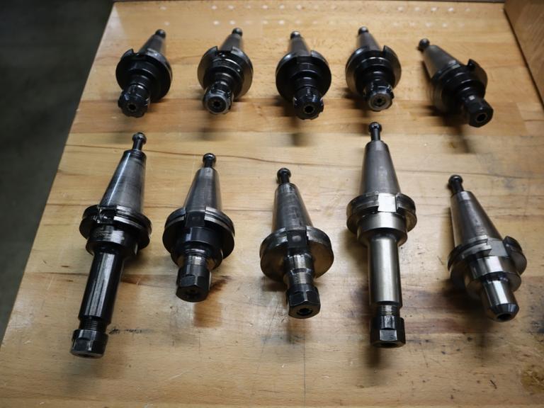Ct 40 Taper Tool Holders (9) ER16 Collet Holders, (1) End Mill Holder- Auction Item