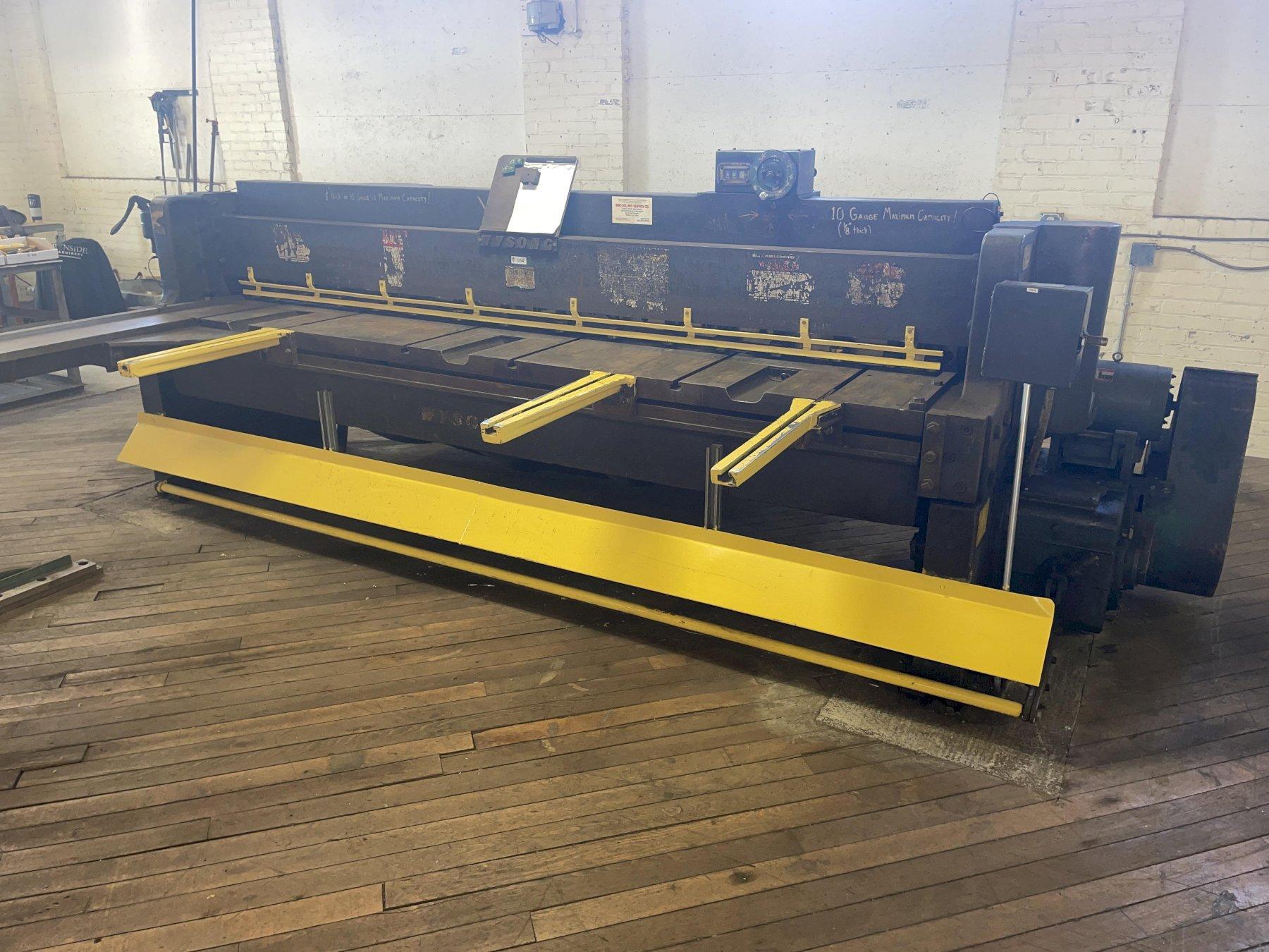 Wysong 10' x 10 Gauge Power Squaring Shear, Mdl. 1010-RD