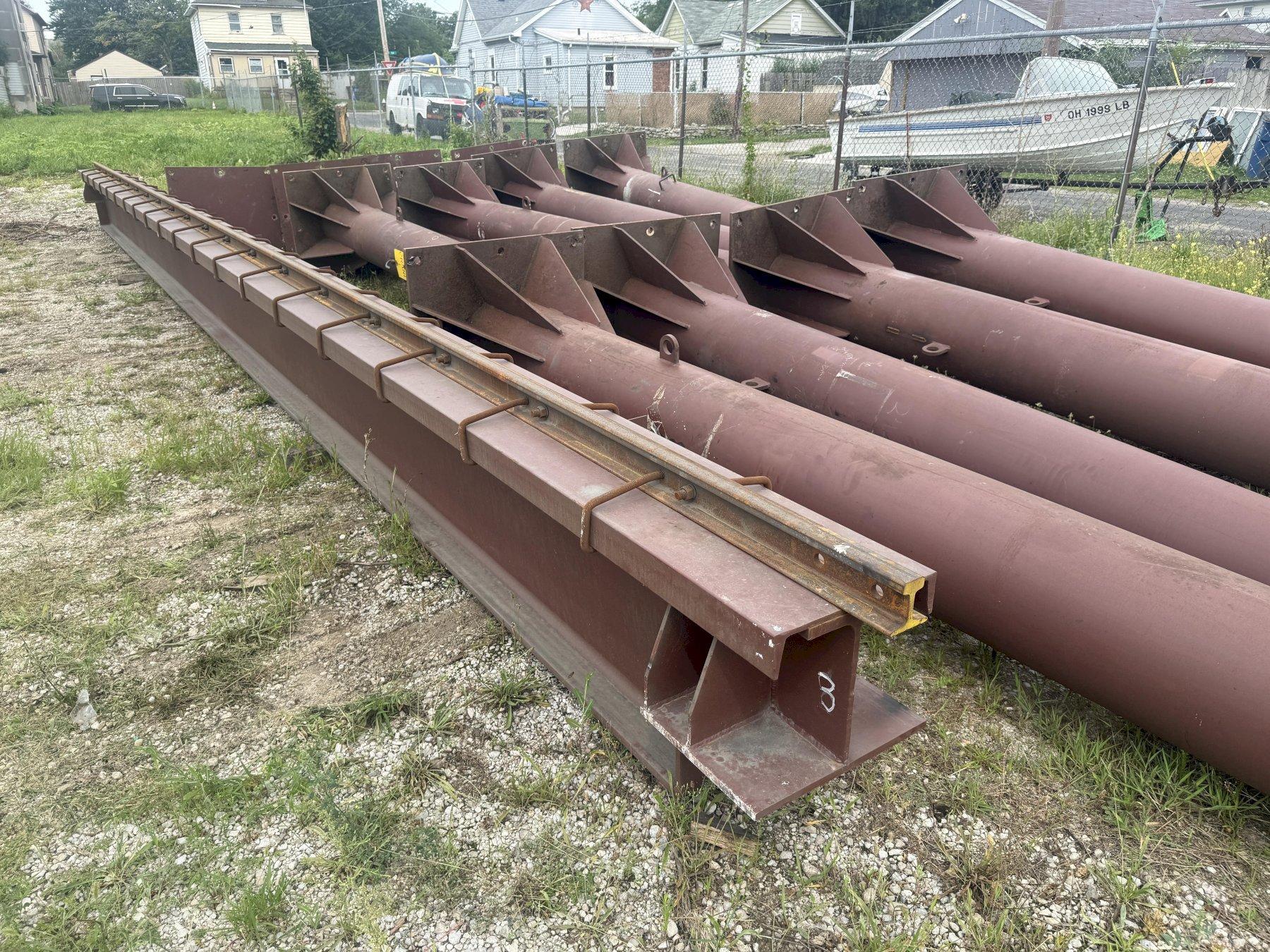 10 TON x 360 FT LONG FREE-STANDING CRANE RUNWAY SYSTEM: RAIL, I-BEAMS, AND UPRIGHTS: YOBRO 25872