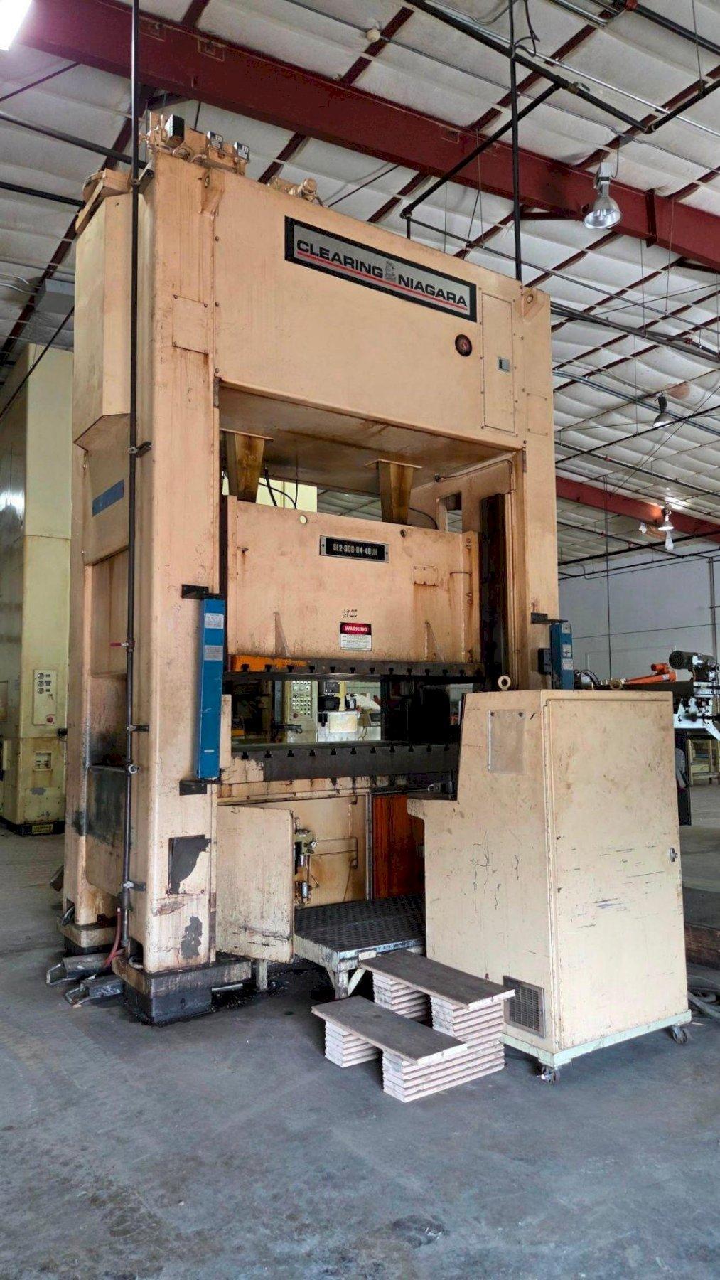 300 ton Clearing Niagara Straight Side Press For Sale Model SE2-300-84-48UH, Year 1995
