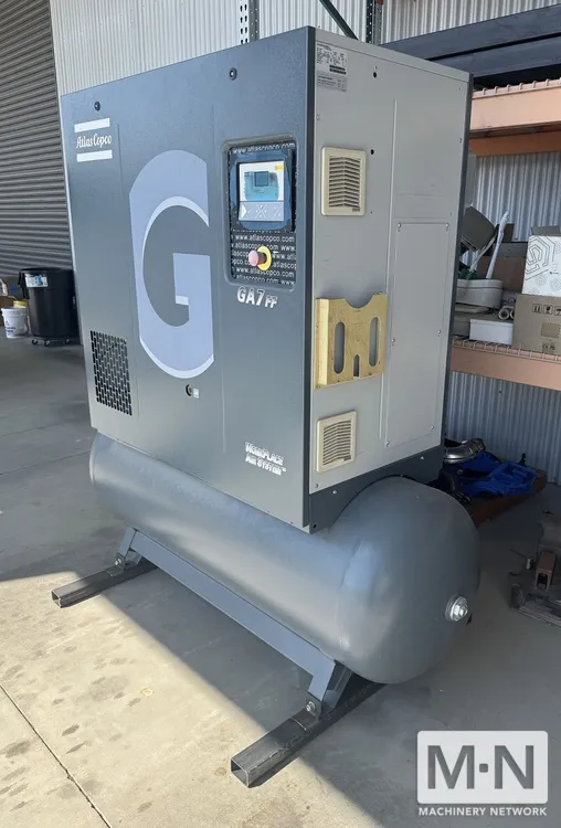 10 HP Atlas Copco GA7FF-150 Rotary Screw Air Compressor Package with dryer & tank