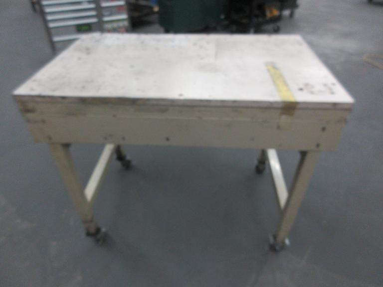 Rolling Steel Workbench with Wood Laminate Top- Auction Item