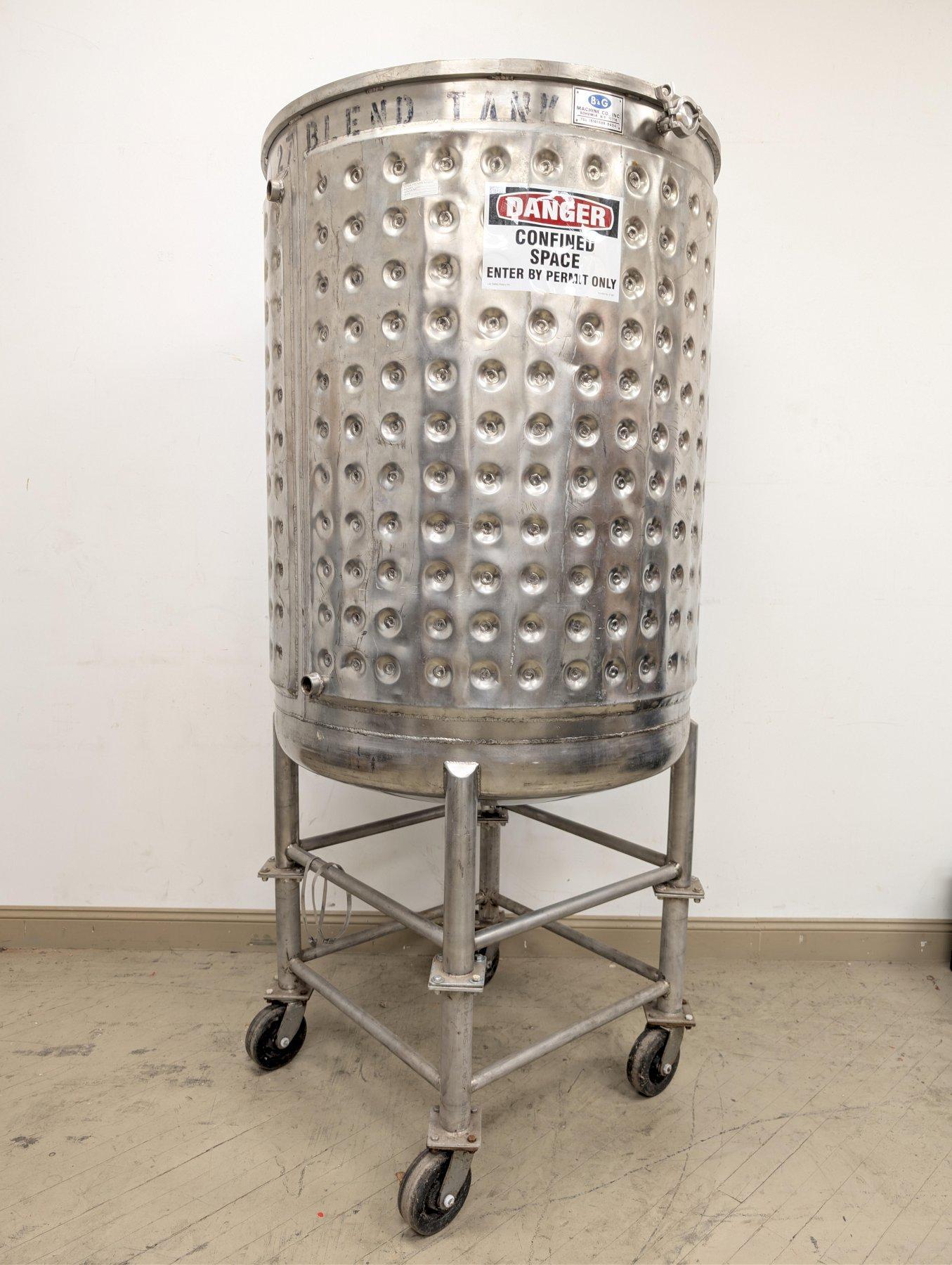 B&G SDM 27 Approx 230 Gallon Stainless Steel Dimple Tank Mobile Process Tank