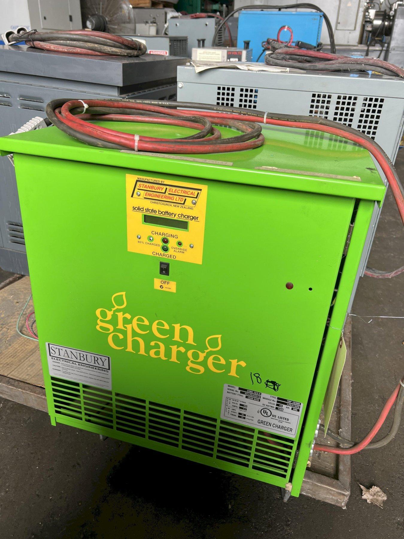STANBURY, GREEN CHARGER, SOLID STATE BATTERY CHARGER, HIGH FREQUENCY AUTOMATIC INDUSTRIAL BATTERY CHARGER 12V