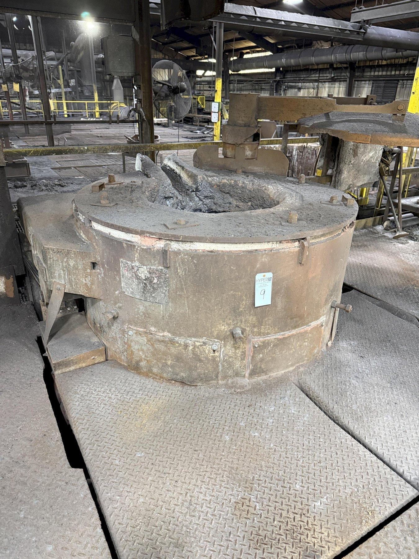 Inductotherm 4 ton steel shell furnace with stand and cables