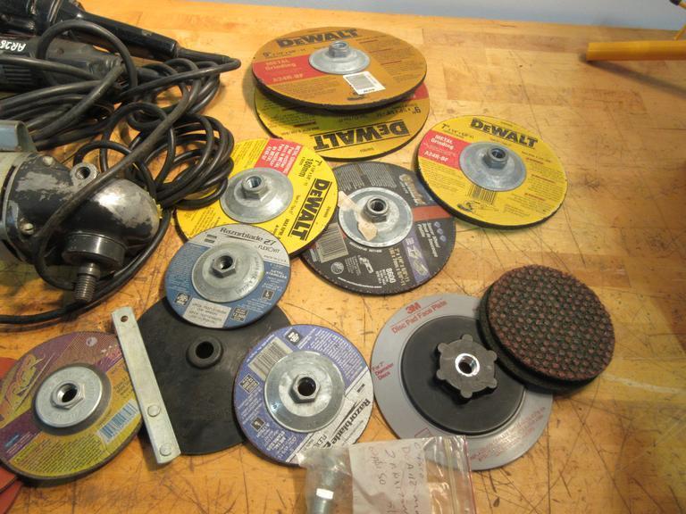 Black & Decker, Dayton Angle Grinders W/ Assorted Abrasives 4.5", 7", 9"- Auction Item